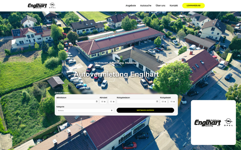 Webdesign Düsseldorf Autovermietung Engelhart Referenz Image Drohnenaufnahme